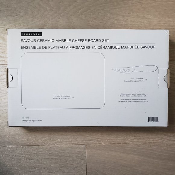 Ceramic marble cheese board with gold knife set - Picture 4 of 5